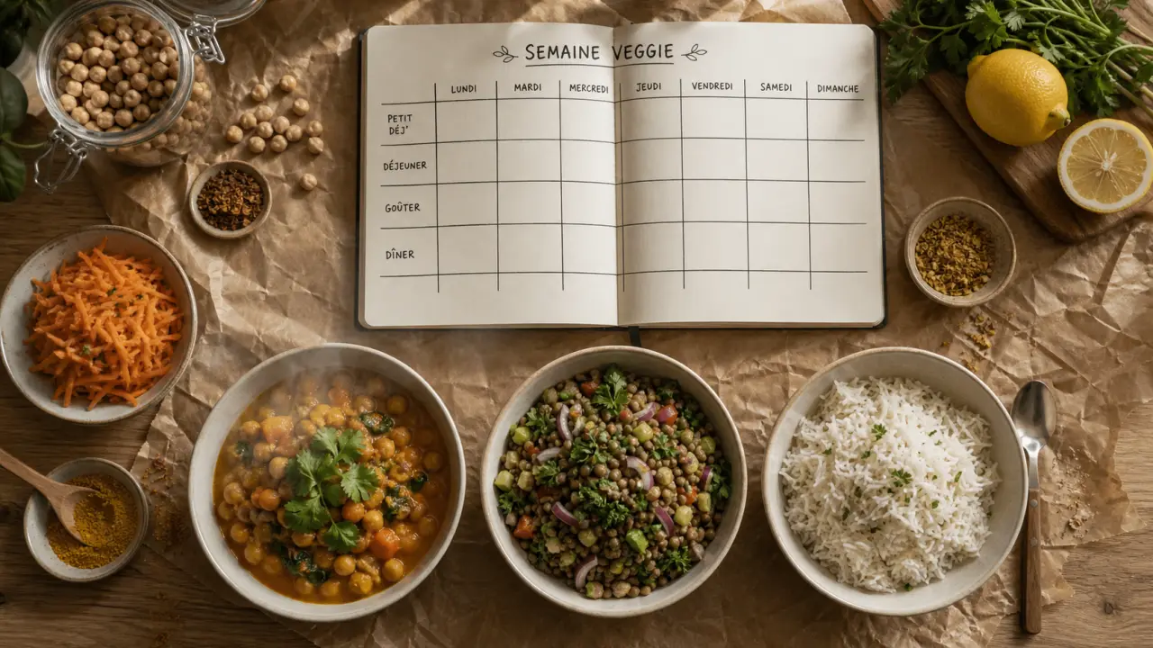 Menu 1 semaine sans viande : bols veggie et ingrédients