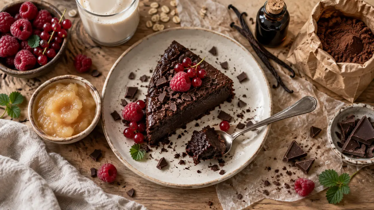 Desserts vegan recettes : gâteau chocolat sans œufs, texture fondante