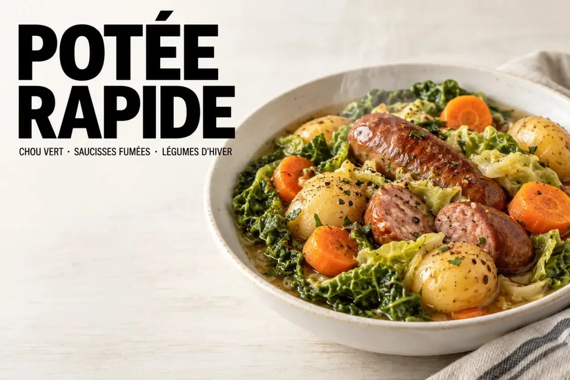 Recette potée rapide au chou, pommes de terre, carottes et saucisses fumées