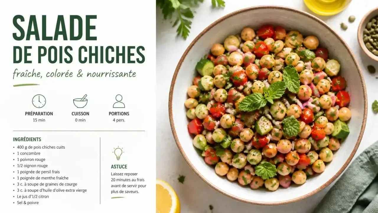 Salade de pois chiches, une entrée simple et rapide pour vos repas