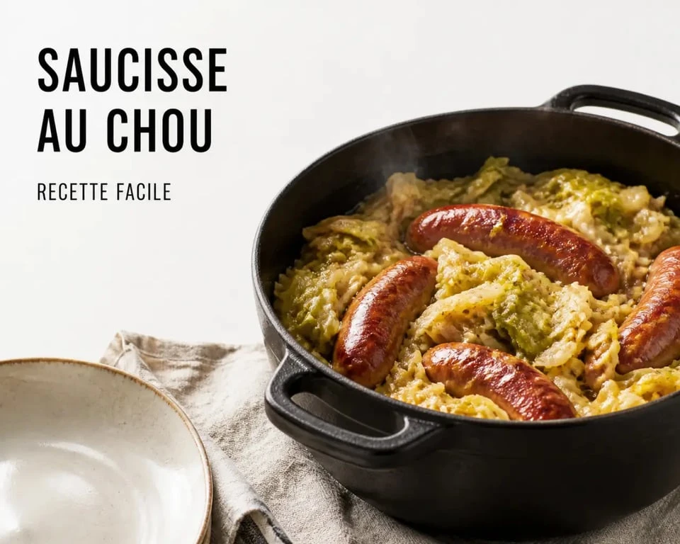 Recette saucisse au chou facile servie en cocotte avec chou fondant et saucisses dorées