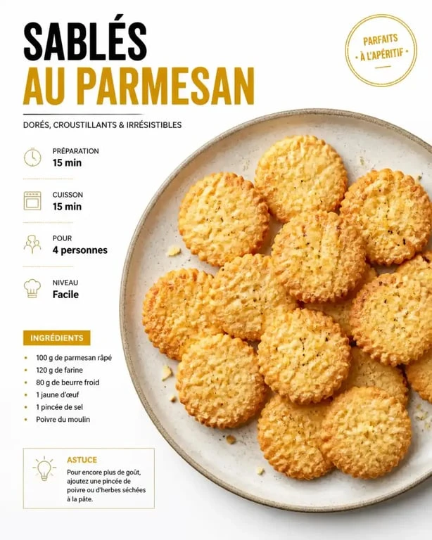 Recette salée avec jaune d'oeuf : sablés apéritifs au parmesan