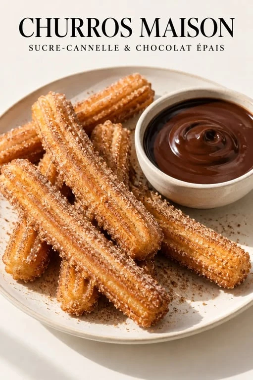 Recette churros facile, churros maison croustillants au sucre-cannelle avec chocolat chaud
