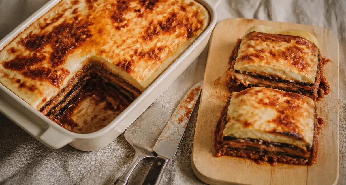 Moussaka recette facile : gratin doré aux aubergines
