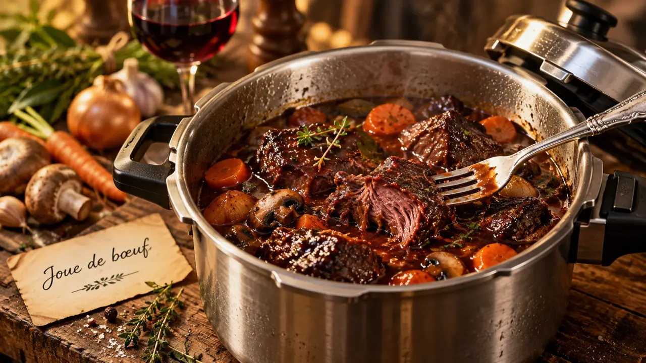 Recette joue de bœuf facile et rapide : joue fondante à l’autocuiseur