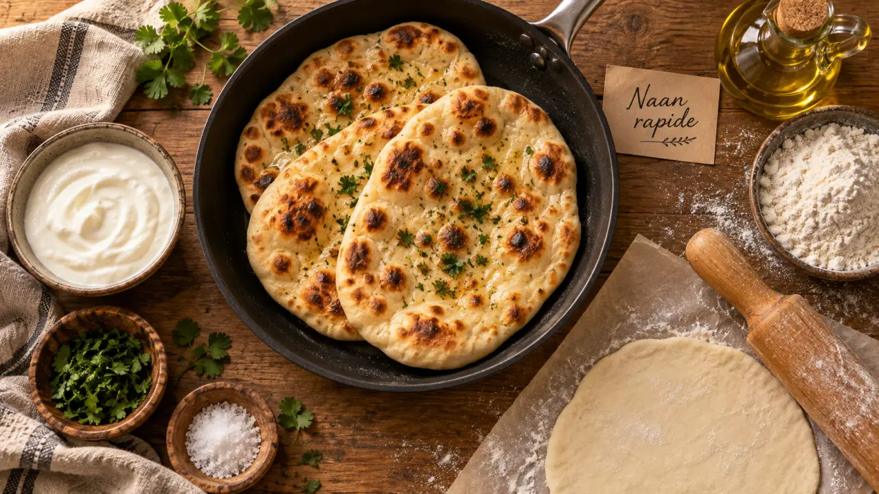Recette naan rapide à la poêle : naans dorés en 10 minutes