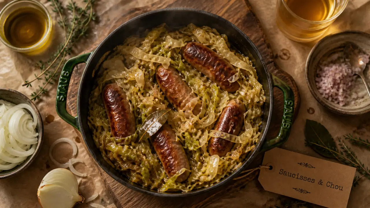 Recette saucisse au chou facile : saucisses dorées et chou fondant