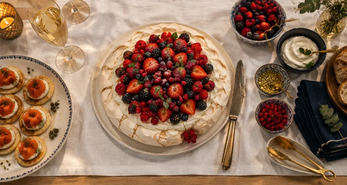 Idée repas 31 décembre entre amis : pavlova et champagne pour réveillon sans cuisiner jusqu’à minuit