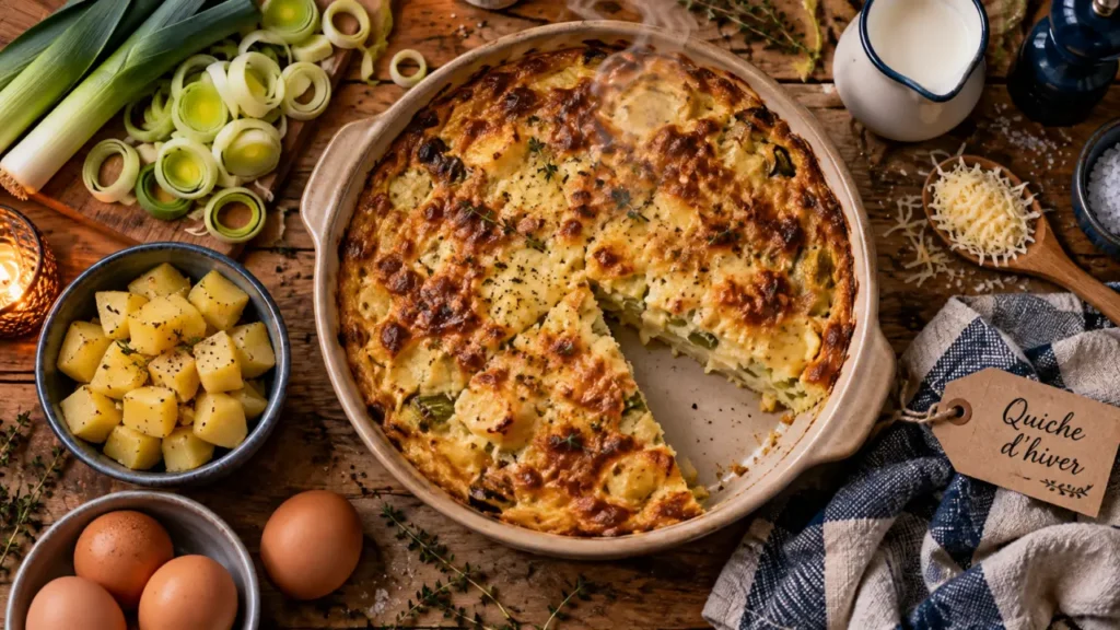 Plat d'hiver facile et rapide : quiche sans pâte aux poireaux