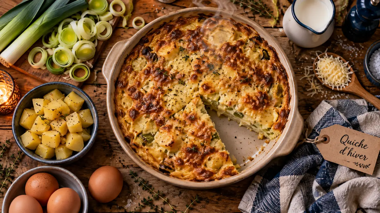 Plat d'hiver facile et rapide : quiche sans pâte aux poireaux