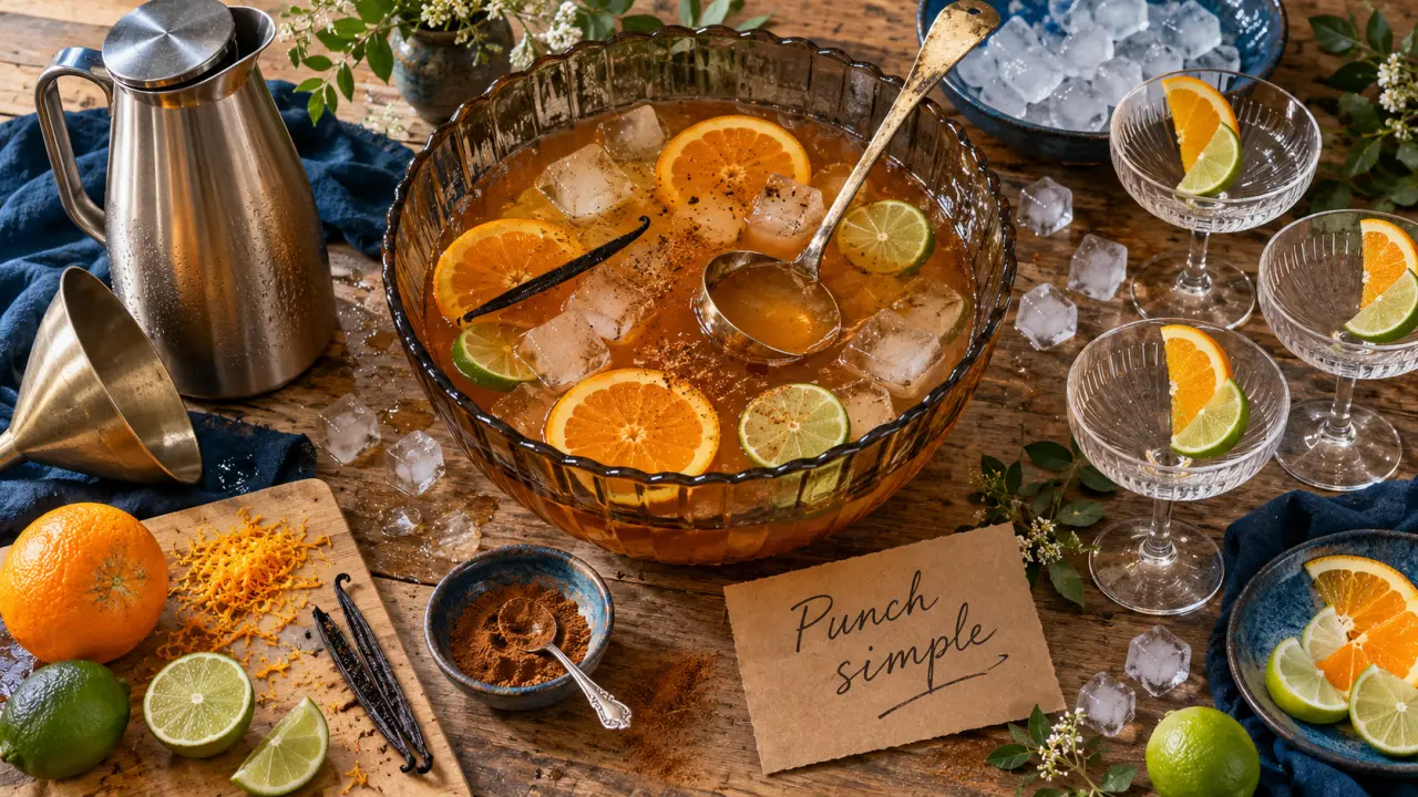 Punch simple recette : préparation en 10 minutes, saladier punch aux agrumes