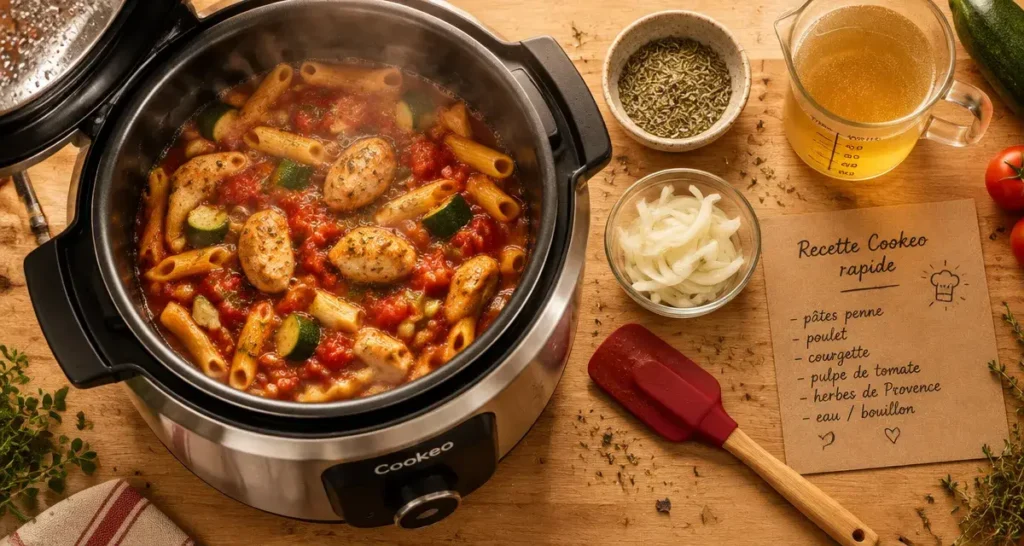 Recette cookeo rapide : penne poulet courgette et tomate